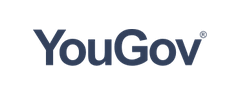 Man sieht das Logo von YouGov. Es ist ein schwarzer Schriftzug.